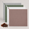 Pack of four barista microfibre cleaning cloths — warm grey background