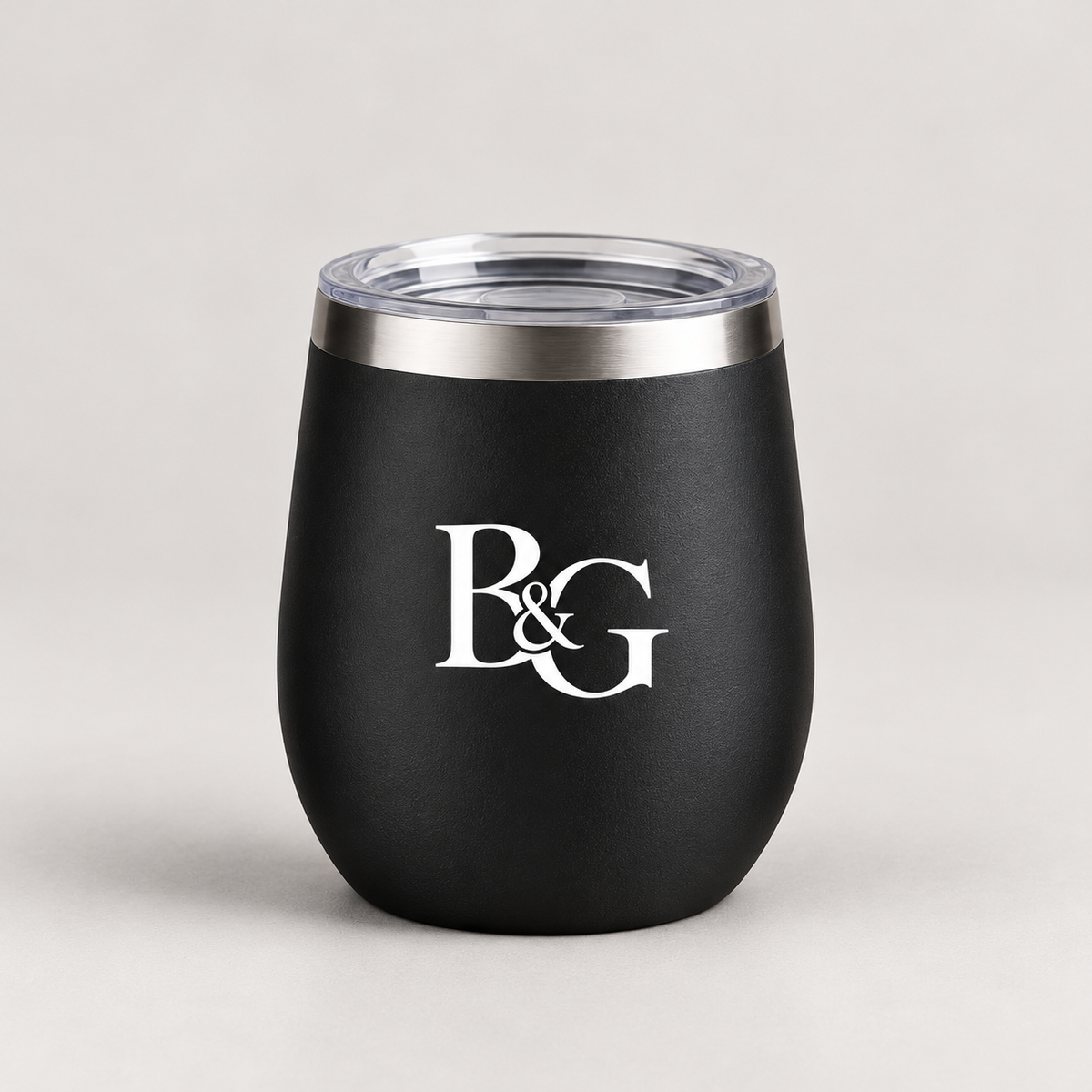 Bean & Gone Chin Chin Reusable Tumbler — Black 300ml — B&G design mockup